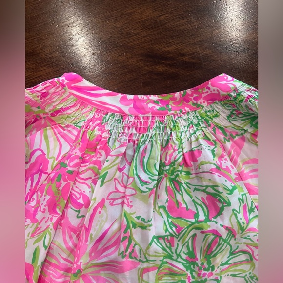 Lilly Pulitzer Elsa top Pink and Green Floral Blouse 100% silk - Picture 6 of 9
